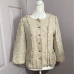 Karl Lagerfeld  Cream Tweed Button Down Basic Jacket Photo 0