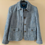 Talbots  Blue Tweed Wool Blend Women's Petite Blazer Suit Jacket Photo 0
