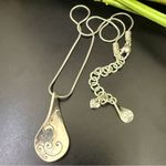 Brighton Retired Silverplated Twirl Collection Twisted Teardrop Pendant Necklace Photo 0