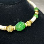 Gay Boyer Vintage Green Lucite Paper Beaded Necklace EUC Photo 2