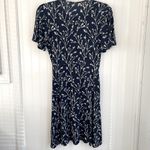 41 Hawthorne Elisse Knit Surplice Dress Navy White Floral Flutter Sleeves Wrap S Blue Photo 7
