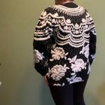 Vintage Kitty Hawk Vivian Wang black and floral sweater with faux pearl beads Photo 6
