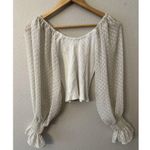 Willow + Root Willow Root Women's Ivory Smocked Puffer Sleeve Top Size S Photo 3