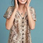 Eva Franco Anthropologie Willow Snake Print Flutter Sleeve Top Size Small Brown Photo 0