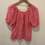 J.Crew Pink Linen Blend Puff Sleeve Tie Neck Blouse Top Size 4 Photo 0