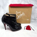 Christian Louboutin Belle Python Crystal Stiletto Heeled Ankle Boots Black 37.5 Photo 2
