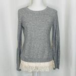 Anthropologie Angel Of The North Lace Trim Sweater Gray Womens Size S Photo 2