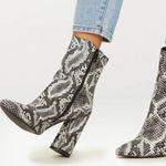 Pretty Little Thing  Black Snake High Point Ankle Boot Photo 8