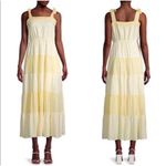 Gal Meets Glam Yellow Pleated Tiered Maxi Dress Size 4 Bow Strap Cottagecore Photo 1