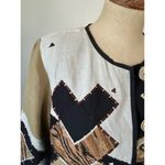 Indigo Moon womens blazer jacket size S black and tan geometric pattern Photo 4