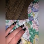 70/21  saks fifth floral nwt dress classic mini long sleeve $220 formal ruched S Photo 4