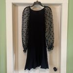 ASOS  DESIGN Witchy Goth Knitted Dress w Organza Dotted Puff Sleeve Black Size 8 Photo 6