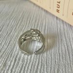 Square Knots Three Shank Sparkly Rhinestones Ring Glam Nautical Glam Silver Pave Jewelry Photo 6