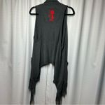 Hollister Cozy Baby Gray Sweater Shawl Vest Fringe M L Boho Pockets Rabbit Hair Photo 7