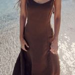 ZARA  brown linen blend strappy midi dress Photo 0