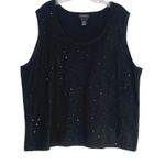 Lane Bryant  Sleeveless Beaded Shimmery Blouse Lightweight Stretch 26 / 28 Black Photo 8