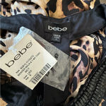 Bebe bebé Silk Embellished Neckline Blouse Size Small NWT Animal Print Leopard Photo 4