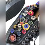 Sheridan Mia by Anthropology black suede and leather floral shoes size 42 (US12) Photo 5