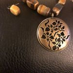 Avon Cats Eye Medallion Necklace Set Gold Photo 2