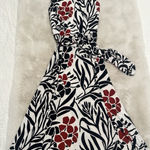 Jones Studio  Sleeveless Floral A-Line Dress Belted‎ Black Red White Size M Photo 0