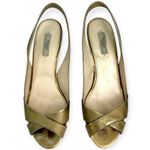 Prada  | US 8.5 / IT 38.5 | Metallic Gold Leather Peep-Toe Slingback Pumps Photo 8