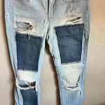 Noisy May Patchwork Distressed Cropped Capri Denim Jeans Photo 2