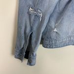 EXPRESS  Women's Light Blue Distressed Denim Jacket with Floral Embroidery | XL Photo 5