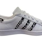 Adidas  Superstar Women’s S6 White Black Croc Pattern Classic Shell Toe Sneakers Photo 3