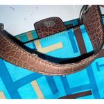 Tommy Hilfiger Tote Bag Purse Handbag Turquoise Blue Brown Signature Print Photo 7