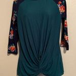 Wishful park Twist Front Floral Sleeve Raglan Style Shirt Photo 0