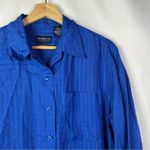 Liz Claiborne  Royal Blue Irish Linen Boyfriend Long Sleeve Button Down M Photo 2