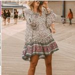 Spell & The Gypsy Flora Boho Mini Dress Purple Border XS Blue Photo 9