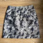 Loft Ann Taylor  Womens Metallic Silver Floral Skir Photo 3