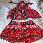 Boho Halter Neck Two Piece Top and Shorts Vintage Print Size Small Photo 0