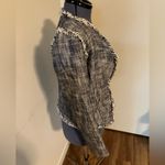 C. Wonder Asymmetric Navy & White Tweed Fringe Jacket Blazer Size: 4 Black Photo 7