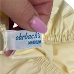 Vintage Butter Yellow White Lace Half Slip Nylon Side Slit Mini Skirt Medium Photo 3