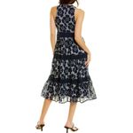 Trina Turk Trina Turk Alana Sleeveless Tiered Midi Embroidered Floral Dress Navy Blue 12 Photo 1