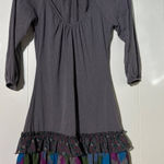 belle du jour  Gray Dress Womens Small Shirt Style Multicolor Tiered Ruffle Hem Photo 0