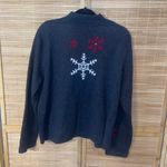 Breckenridge  Petite Gray Full Zip Winter Sweater Snowflakes Women's Size PXL Photo 2