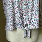 Hippie Rose  Ribbed Floral Print Short Sleeve Tie Front Top Photo 12