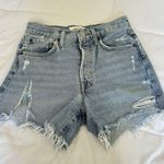 AGOLDE Long Parker Distressed Denim Shorts Light Wash Button-Fly Womens 24 Photo 0