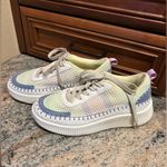 Nicole Miller Nicole Miller Brita Mixed Media Woven Patchwork Platform Wedge Sneaker Photo 4