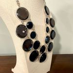 Vintage Black and Smokey Grey silver toned statement necklace Photo 2