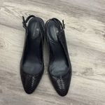 Bandolino Blue Snakeskin Print Double Buckle Sling Back 3" Block Heels Size 7.5M Photo 2