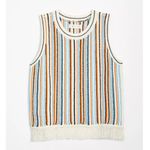 Lou & grey Women's Size L Multi Striped Fringe Sweater Tank Pullover EUC Photo 0