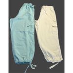 Debra DeRoo 4 Evelyn & Arthur Linen Wide Cargo Capris Pant‎ Set/Bundle Of 2/ Med White Photo 1