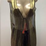 Zuliana Gold Mesh Sheer Pants And Cover Up With Slits New With Tags Size L Photo 2