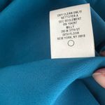 Milly  Teal Long Sleeve Split Neck Mini Dress Puff Sleeve Cocktail Party Size 8 Photo 9