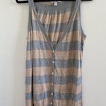 Old Navy Grey & Tan Knit Striped Sleeveless Cardigan Sweater Size L New W/O Tag Photo 0