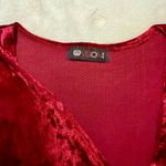 Burgundy Crushed Velvet Long Sleeve Faux Wrap Dress Red Size M Photo 6
